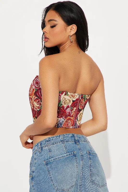 Send Me Roses Jacquard Corset Top - Multi Color