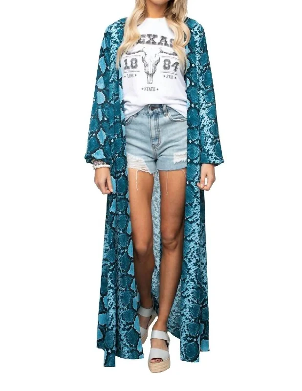 Snake Skin Kimono In Blue