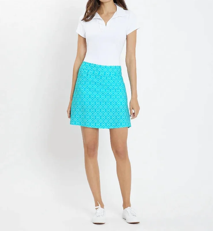 Sonia Skirt In Trellis Trio Aqua