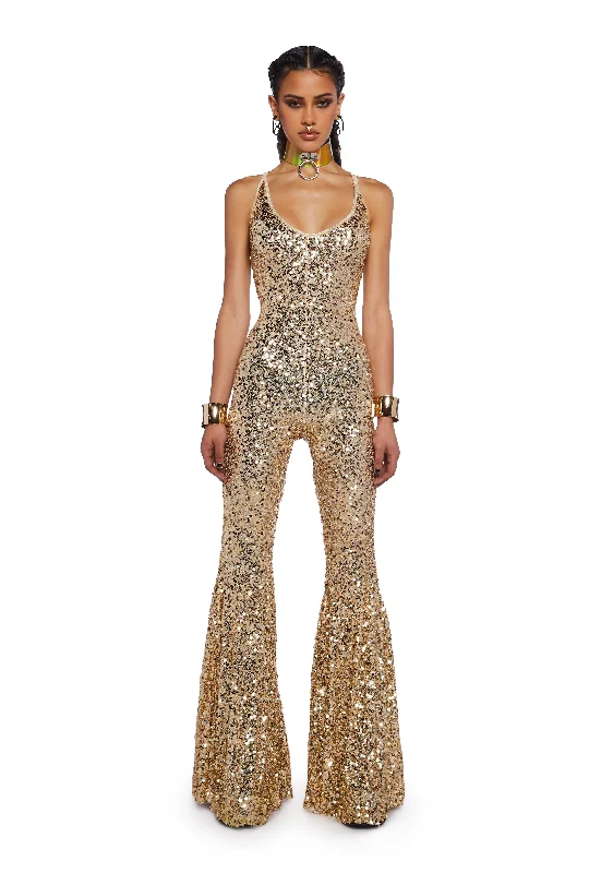 Sparkle Nights Sequin Jumpsuit- Gold