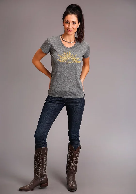 Stetson Womens Grey Poly/Rayon Gold Sun S/S T-Shirt