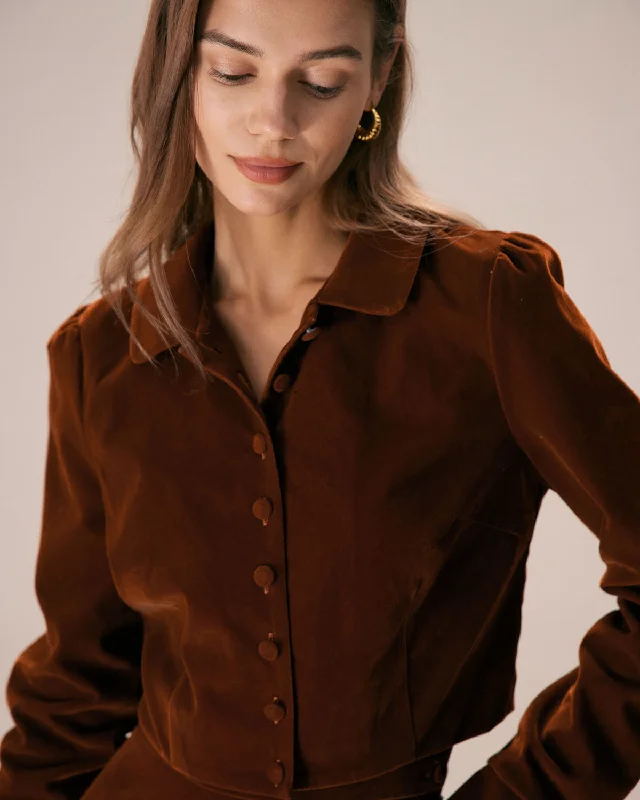 The Caramel Single Breasted Velvet Jacket