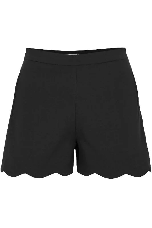 The Power Of Purple Scalloped Edge Shorts In Black