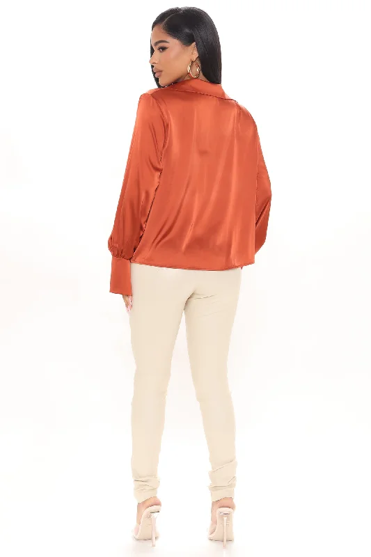 Touch By Touch Satin Top - Rust