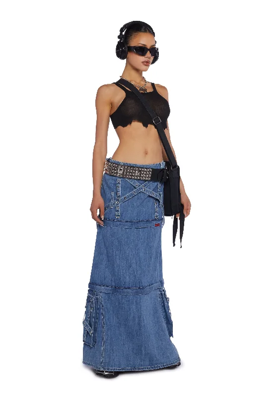 Triple Zip Off Convertible Maxi Skirt