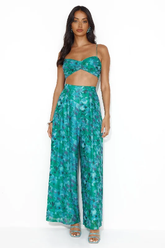 Tropical Rainforest Mesh Crop Top Green