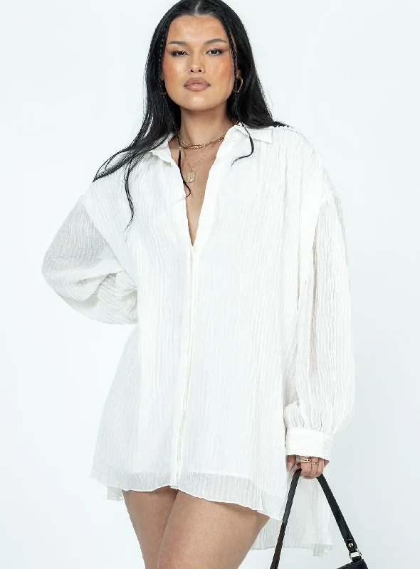 Tune In Shirt Dress White