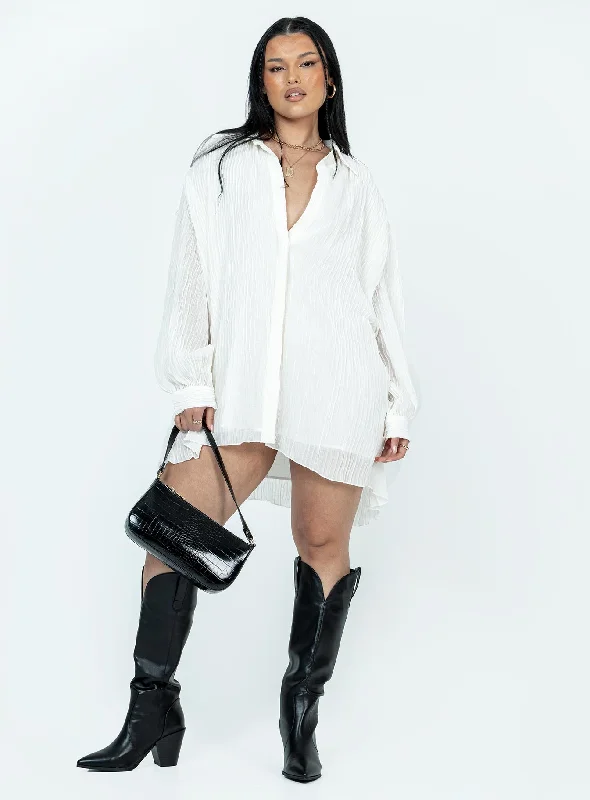 Tune In Shirt Dress White