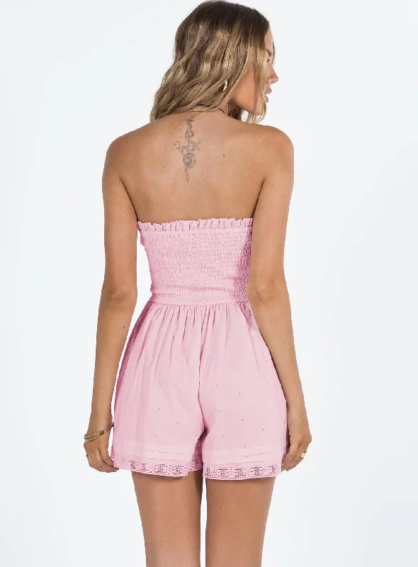 Vip Strapless Romper Pink