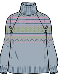 Whimsical Recycled Oversized Polo Neck Knitted Sweater - Homespun Stripe Blue Fog