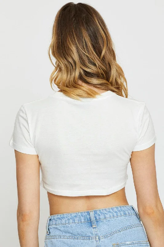 White Crop Top Short Sleeve