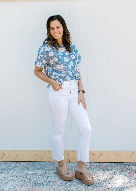 Blue Lavender Floral Top