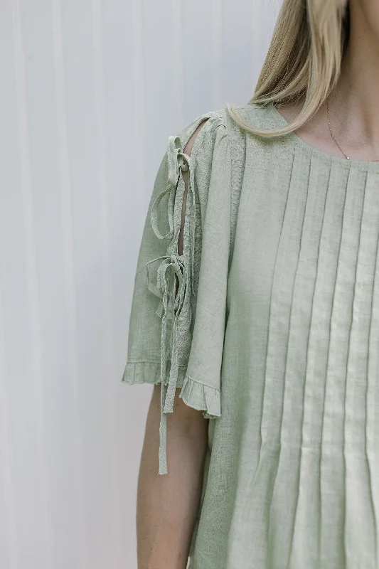 Soft Green Tie Sleeve Top