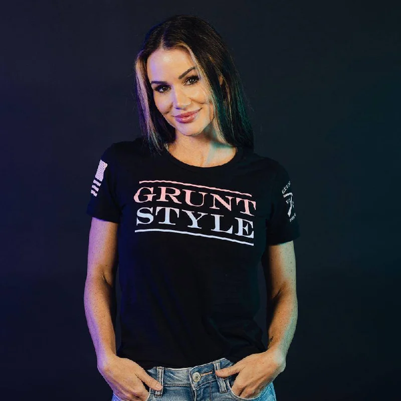 Women's Grunt Style Stacked Logo Ombre T-Shirt - Black