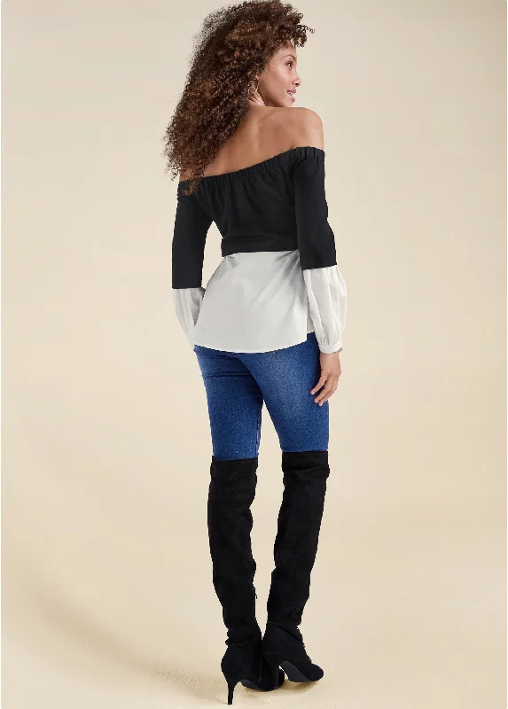 Off-the-shoulder blouse - Black & White