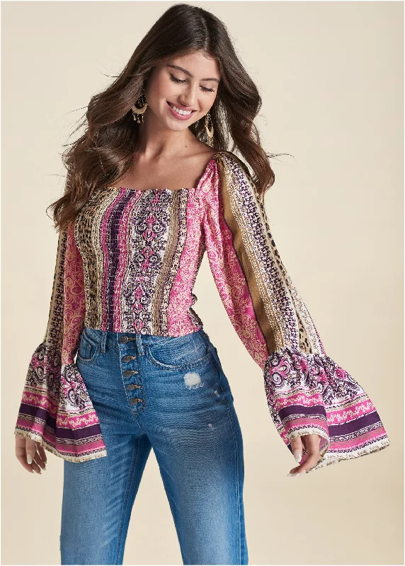 Sandstorm stripe top - Pink Multi