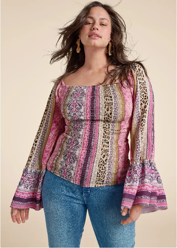 Sandstorm stripe top - Pink Multi