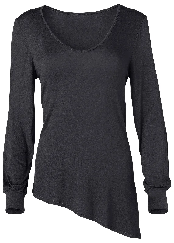 V-neck cold-shoulder top - Black