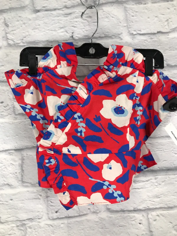 Blue & Red & White Top Sleeveless Hutch, Size Petite  M