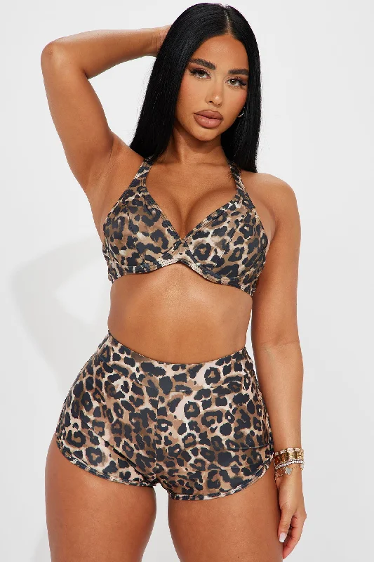 Maui Halter Support Bikini Top - Leopard