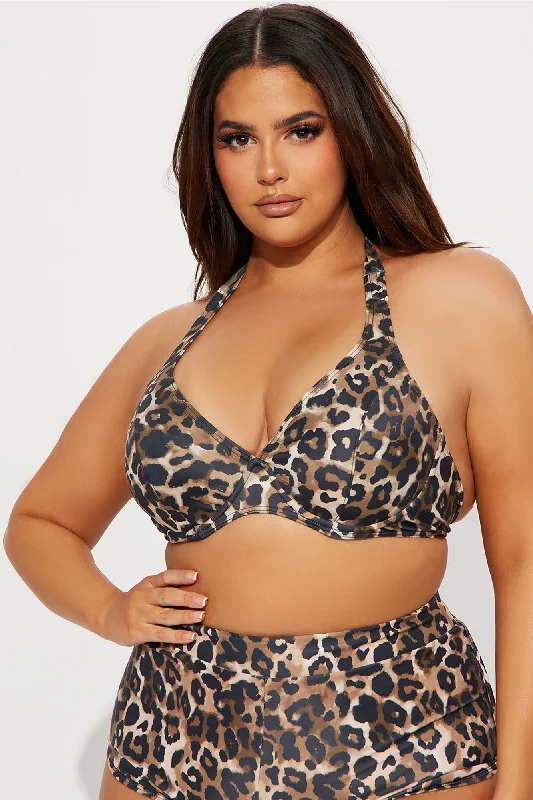 Maui Halter Support Bikini Top - Leopard