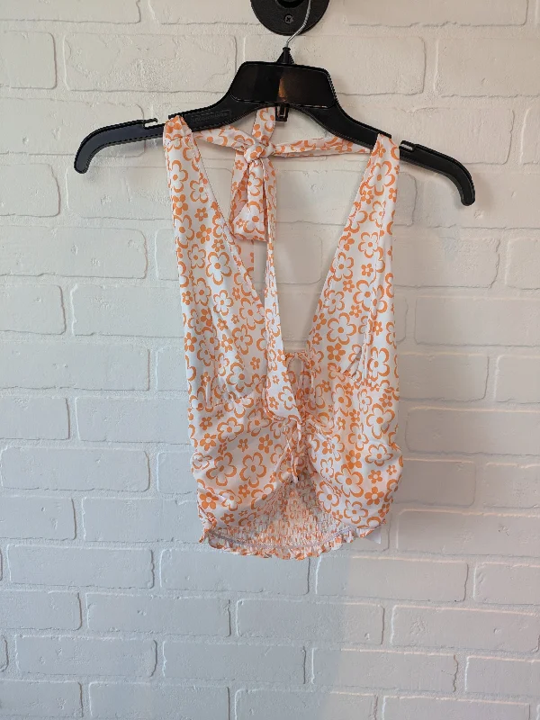 Orange & White Top Sleeveless Cotton Candy, Size S