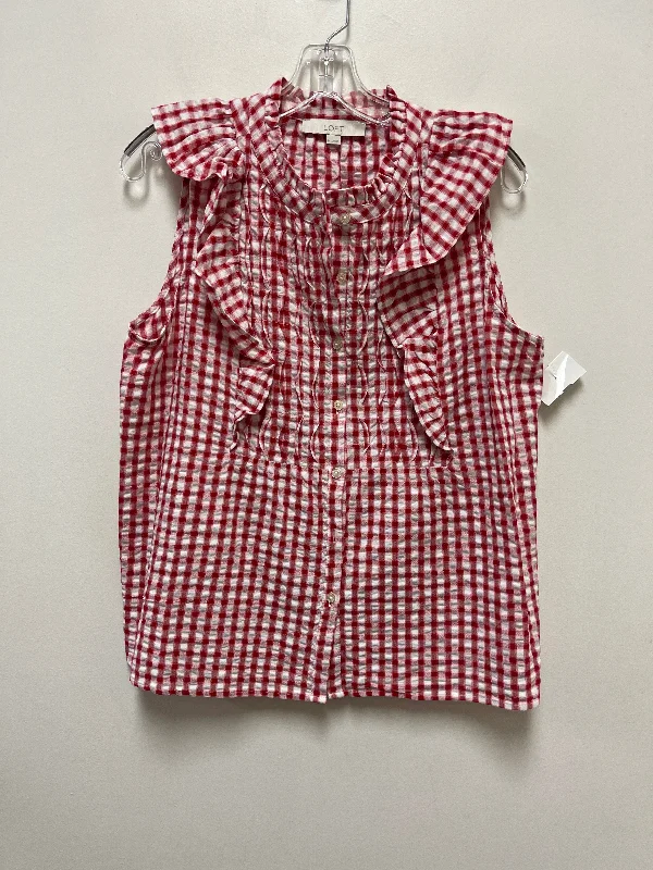 Red Top Sleeveless Loft, Size M