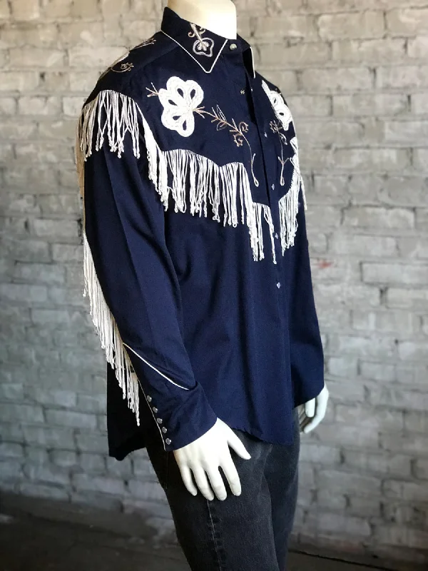 Rockmount Mens Navy 100% Cotton Vintage Fringe Western L/S Shirt