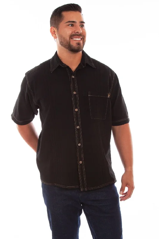 Scully Mens Black 100% Cotton Traveler S/S Shirt