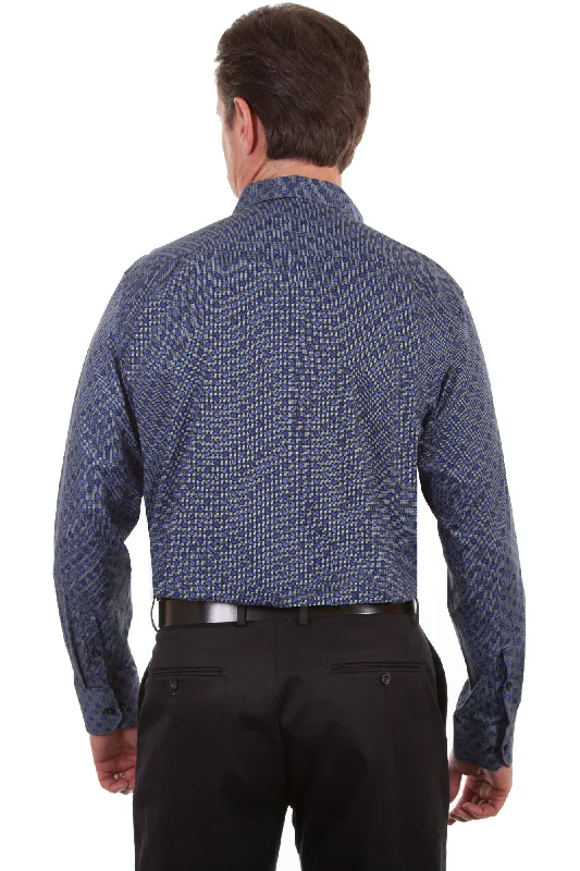 Scully Mens Blue 100% Cotton Paisley L/S Shirt