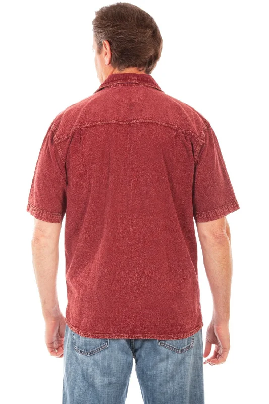 Scully Mens Burgundy 100% Cotton Traveler S/S Shirt