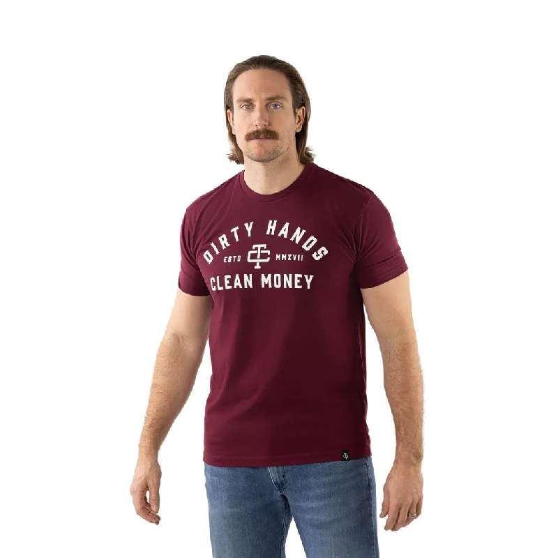 Troll Co. Men's ""Dirty Hands Clean Money"" Short Sleeve T-Shirt_Maroon