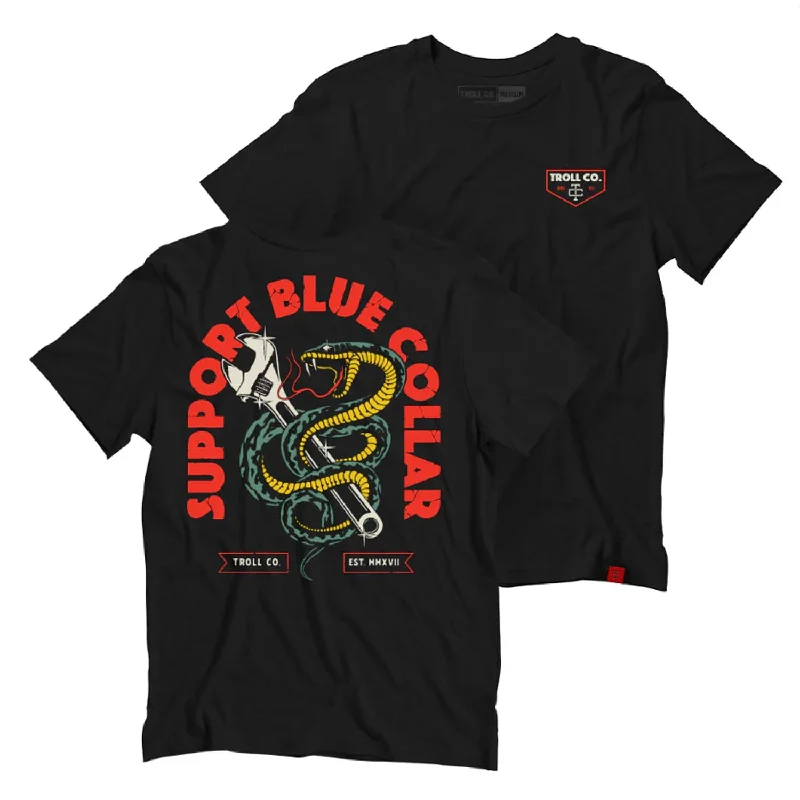 Troll Co. Men's Serpent ""Support Blue Collar"" Graphic T-Shirt