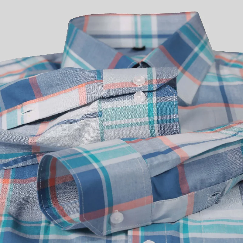 COTTON CHECKS SHIRT Rama Blue