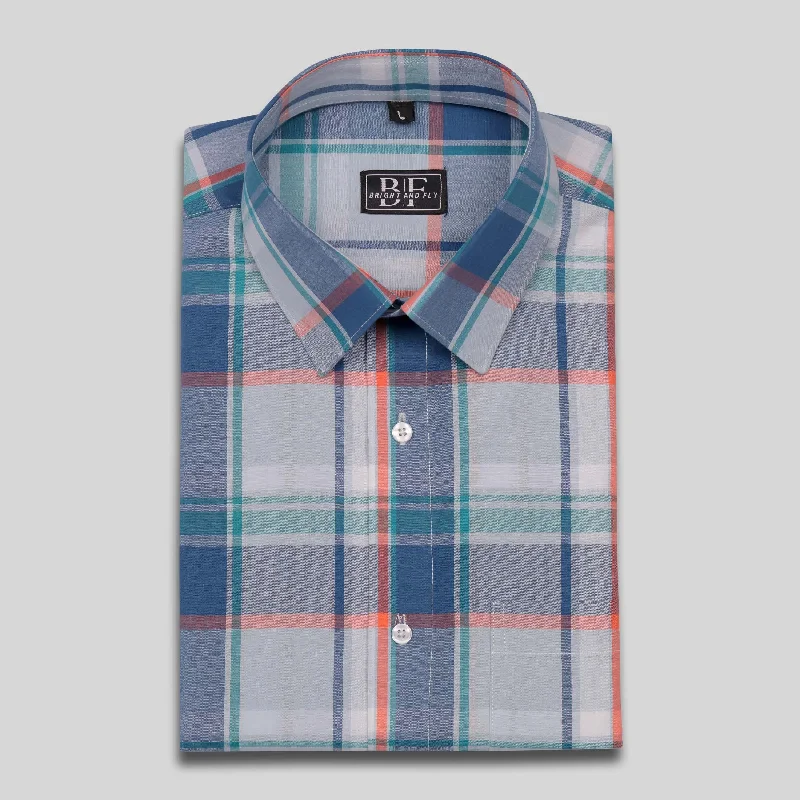 COTTON CHECKS SHIRT Rama Blue