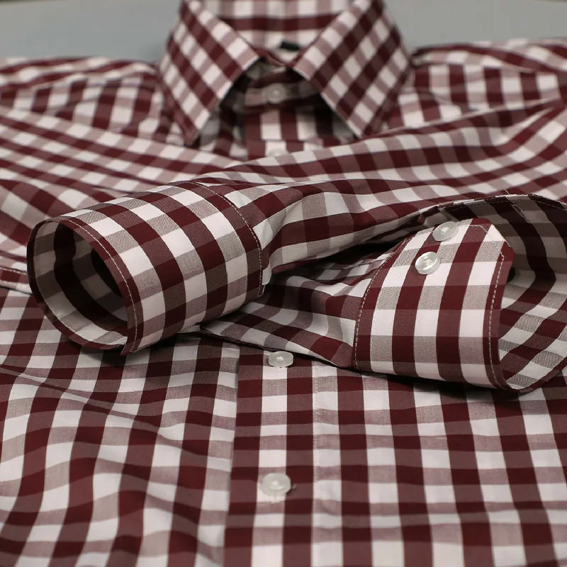 COTTON CHECKS SHIRT Brown