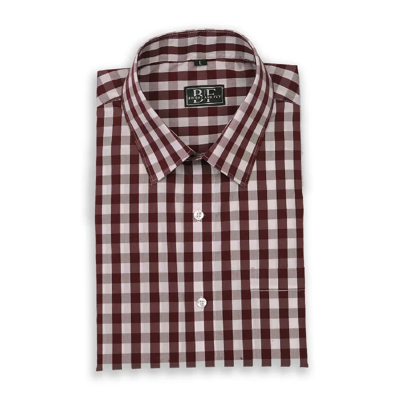 COTTON CHECKS SHIRT Brown