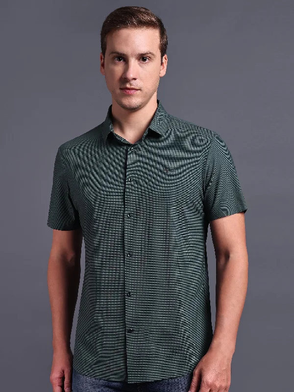 Dark Green Stretchable Imported Shirt