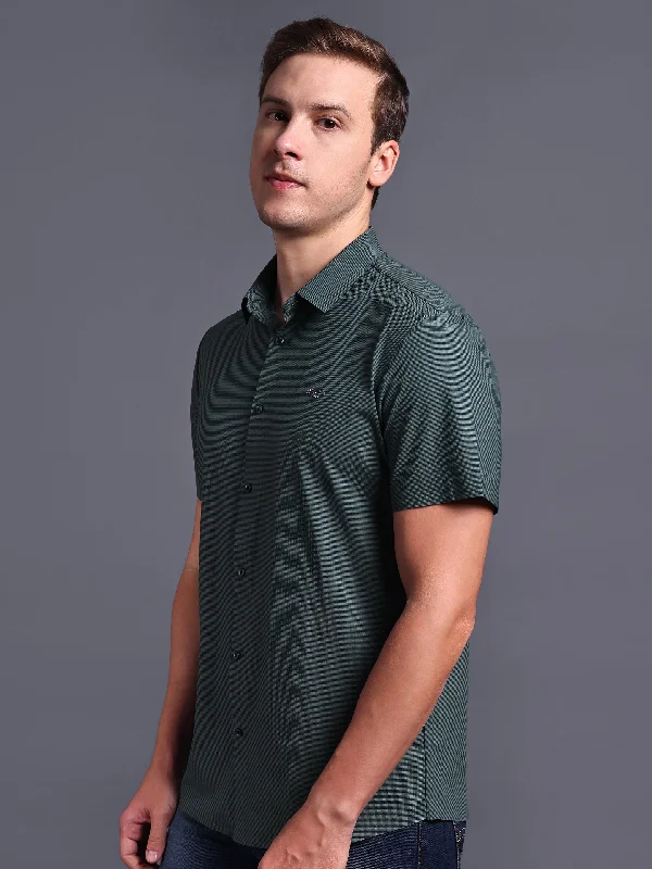 Dark Green Stretchable Imported Shirt