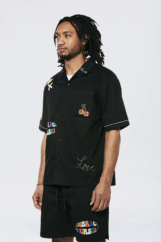 Graphic Heavy Textured Twill Shirt - Black