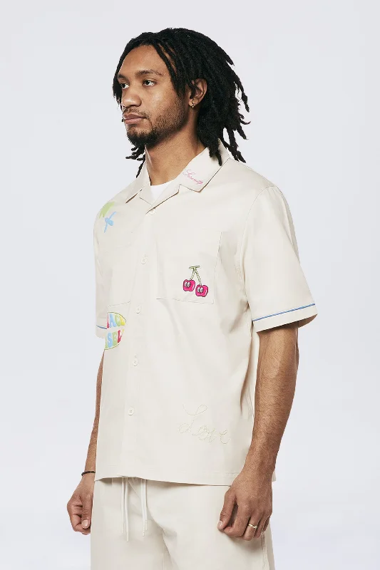 Graphic Heavy Textured Twill Shirt - Chalk