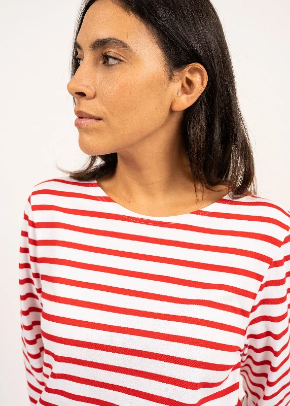 Minquiers unisex striped sailor shirt - regular fit, in light cotton (NEIGE/TULIPE)