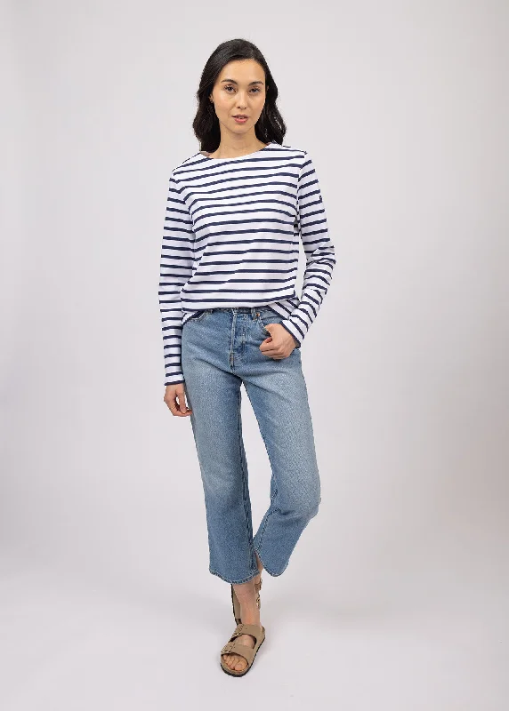 Minquilock iconic sailor striped shirt - in interlock (NEIGE/MARINE)