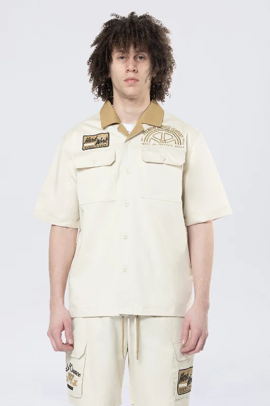 Pitstop S/S Buttondown Shirt - Ecru