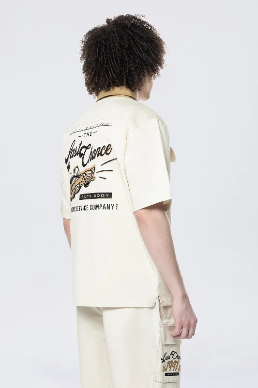 Pitstop S/S Buttondown Shirt - Ecru