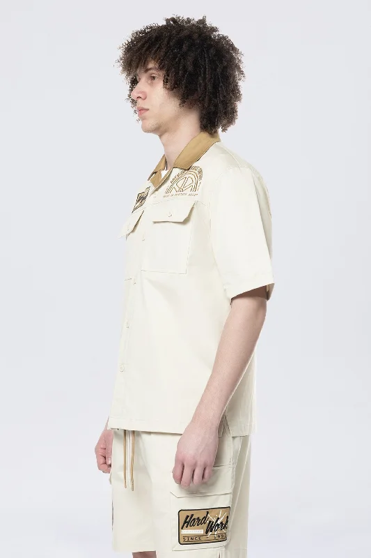 Pitstop S/S Buttondown Shirt - Ecru