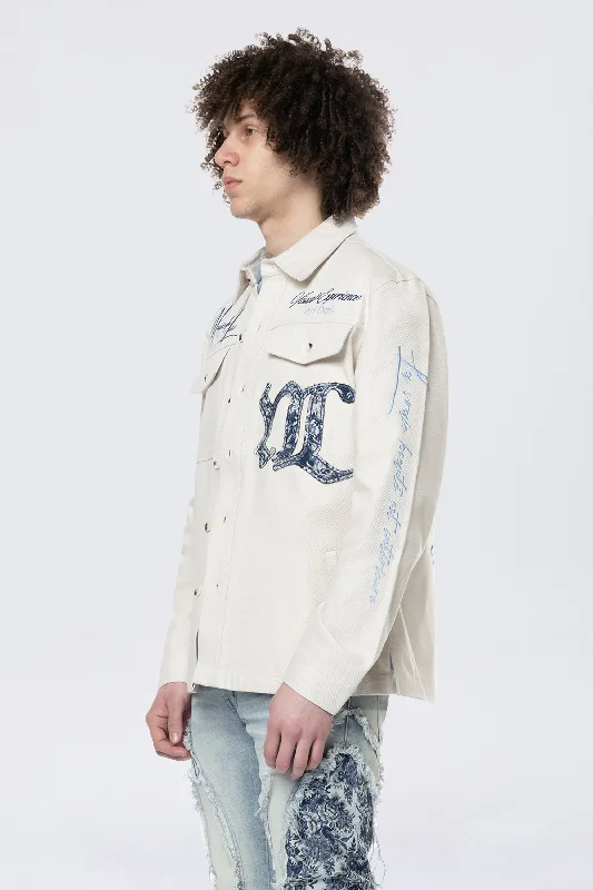 Regular Collar LS Overshirt - Chalk