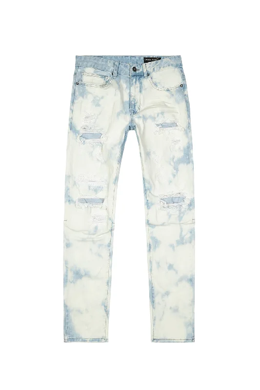 Bleach Washed Rip & Repaired Jeans - Billie Blue