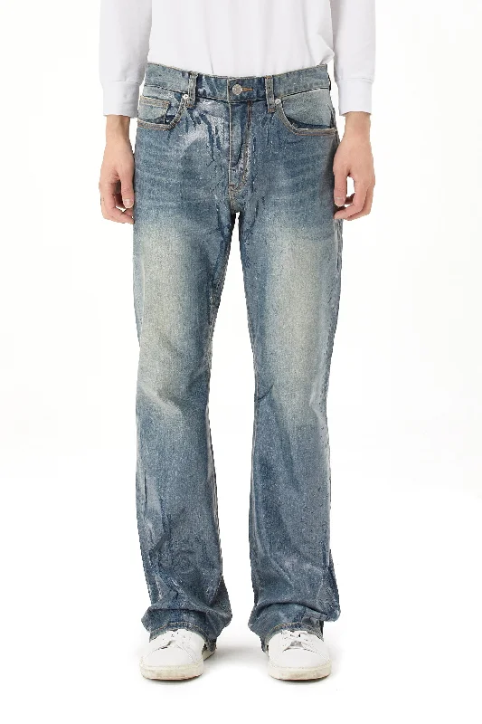 Clear Foil Denim Pants - Clear Foil Blue