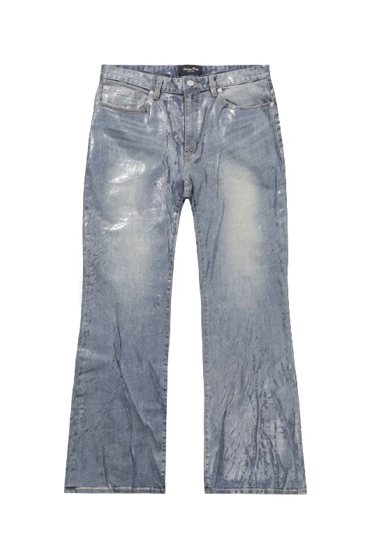 Clear Foil Denim Pants - Clear Foil Blue